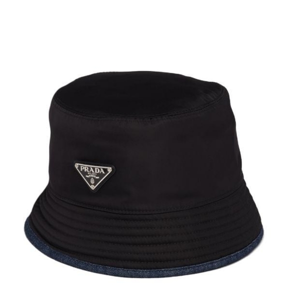 MSRP $795! Double-Sided Authentic Prada Re-Nylon & Denim Bucket Hat Size Medium - Picture 9 of 14